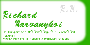 richard marvanykoi business card